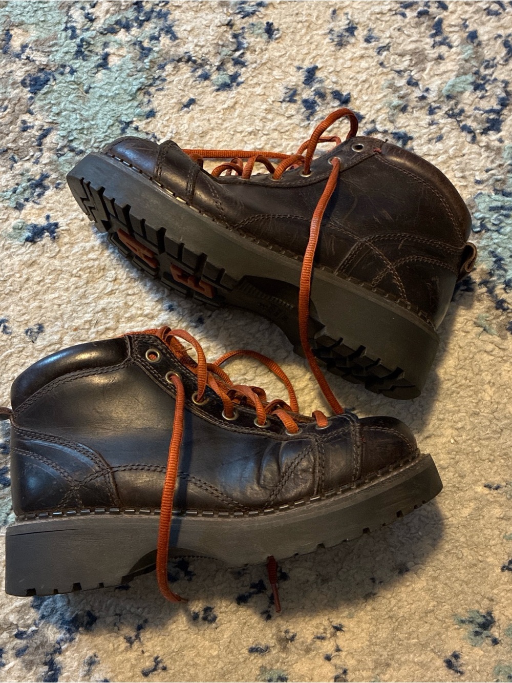 Women’s vintage AE American Eagle Brown Leather Lace-Up Platform Boots size 8 - Picture 6 of 7